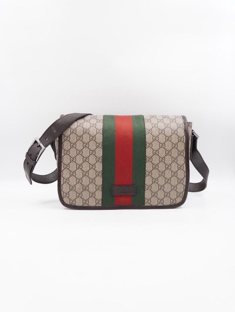 CO07 💟 GUCCI GG Plus Monogram Web Flap Messenger